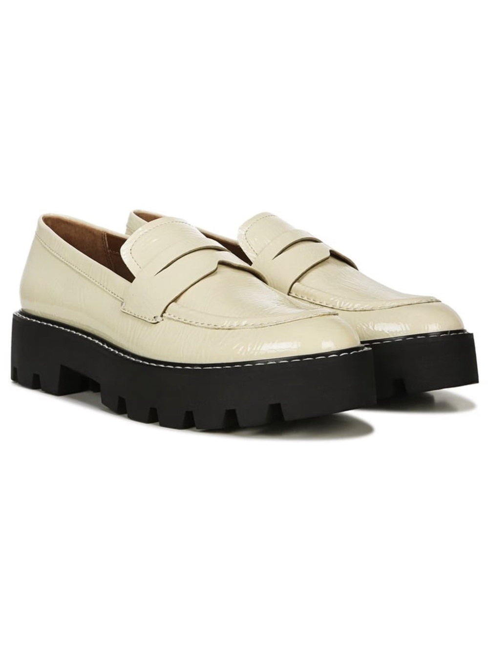 Franco Sarto Women Bazel Platform Lug Sole Loafer Cream SZ 8 y2k chunky leather
